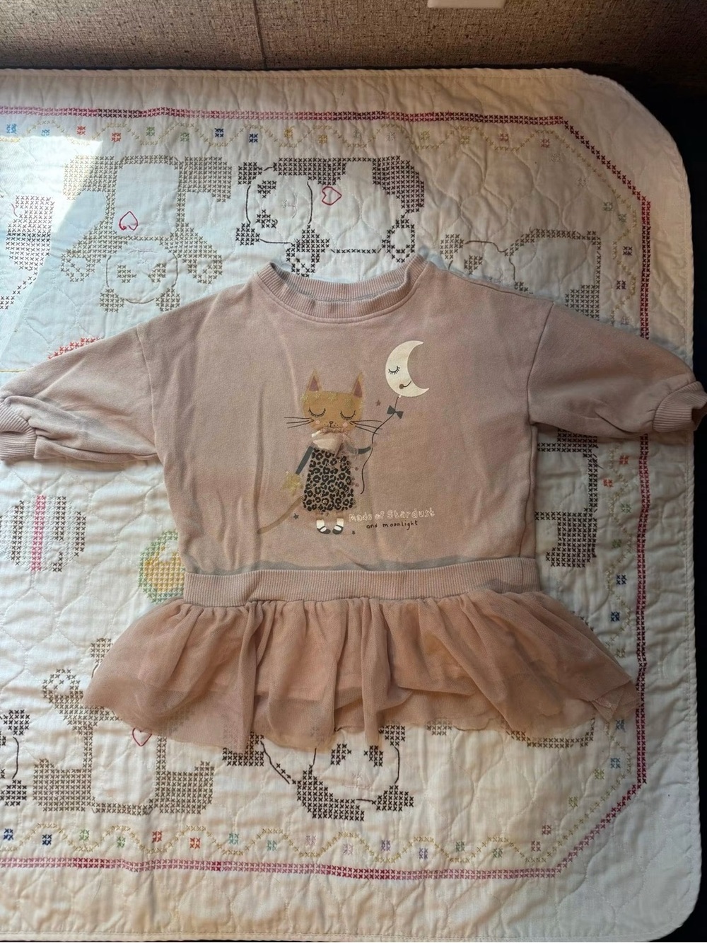 next Pink Tulle Hem Kitty Graphic Dress